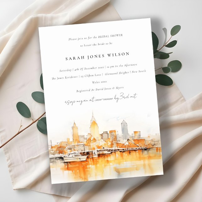 Invitación Nashville City Skyline Watercolor Shower (Subido por el creador)