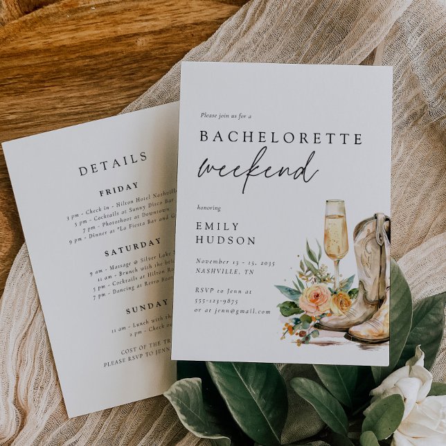 Invitación Nashville Cowboy Western Bacheloret Weekend (Subido por el creador)