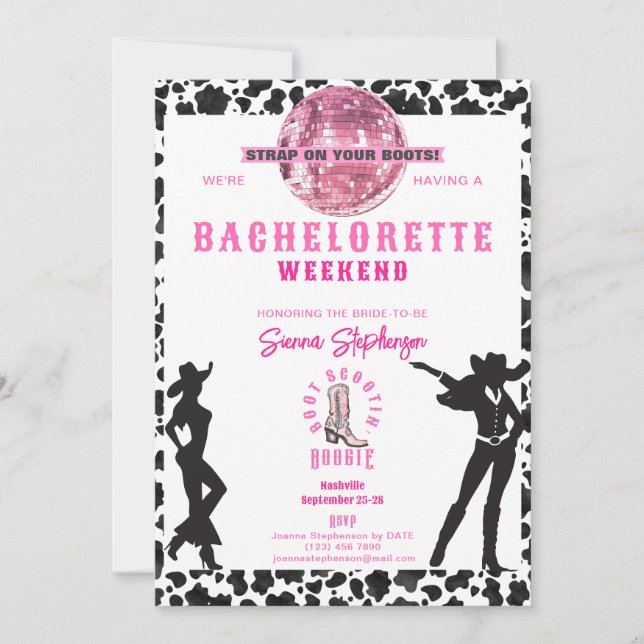 Invitación Nashville Cowgirl Disco Rodeo Bachelorette Weekend (Anverso)