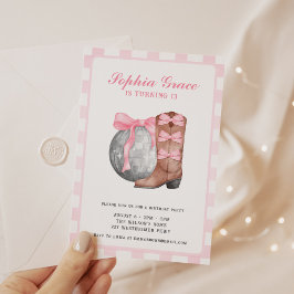 Invitación Nashville Disco Cowgirl Pink Rodeo Birday Party