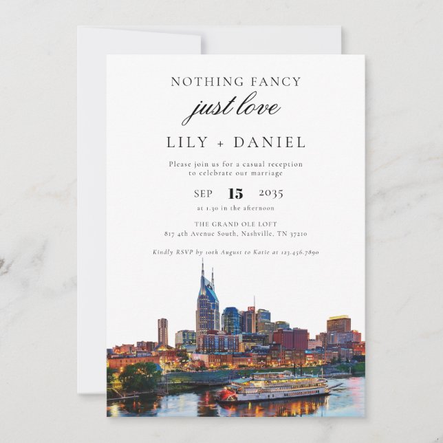 Invitación Nashville Elopement Wedding Reception (Anverso)