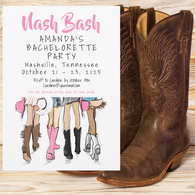Invitación Nashville Nash Bash Bachelorette Weekend Itinerari (Subido por el creador)