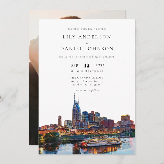 Invitación Nashville Riverfront Destination Photo Wedding (Anverso / Reverso)