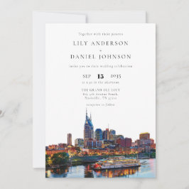 Invitación Nashville Riverfront Watercolor Elegant Wedding