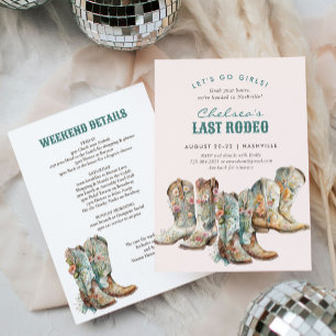 Invitación Nashville Último Rodeo Boots Bachelorette Party