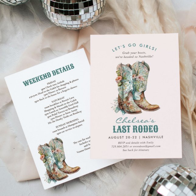 Invitación Nashville Último Rodeo Boots Bachelorette Party (Subido por el creador)