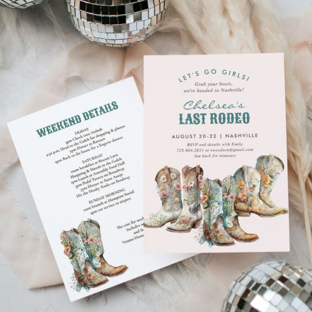 Invitación Nashville Último Rodeo Boots Bachelorette Party (Subido por el creador)