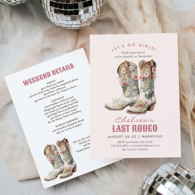 Invitación Nashville Último Rodeo Boots Bachelorette Party (Subido por el creador)
