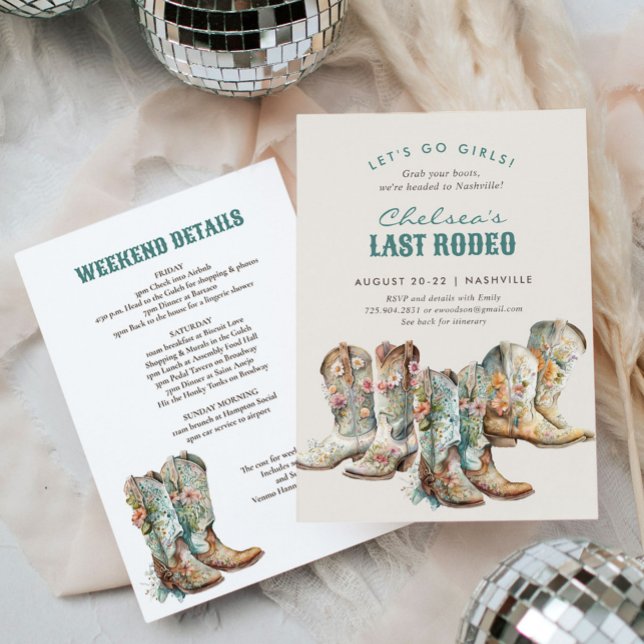 Invitación Nashville Último Rodeo Boots Bachelorette Party (Subido por el creador)
