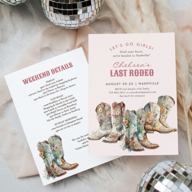 Invitación Nashville Último Rodeo Boots Bachelorette Party (Subido por el creador)