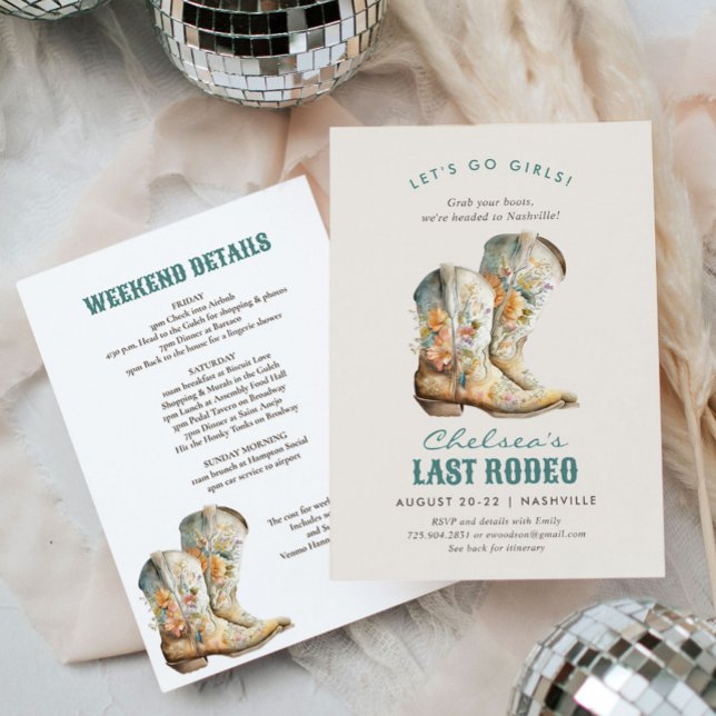 Invitación Nashville Último Rodeo Boots Bachelorette Party In (Subido por el creador)