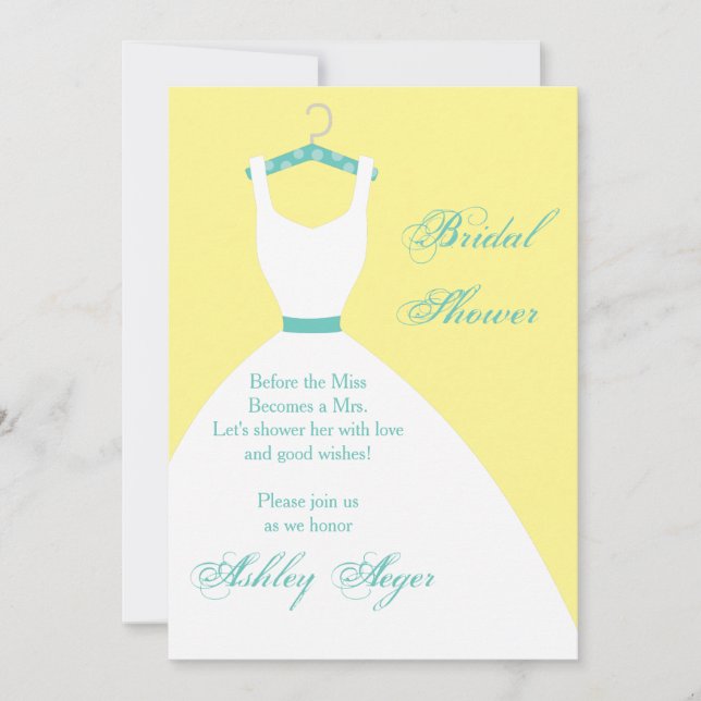 Invitación Nata novia con colgante: amarillo, rosa y azul (Anverso)