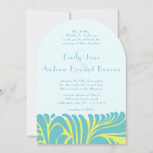 Invitación Natación Art Deco Citrus Yellow Swirl