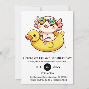 Invitación Natación Axolotl Fun Cumpleaños