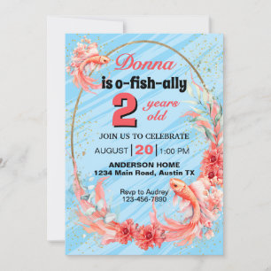 Invitación Natación de Koi Cualquier Fiesta de Cumpleaños de 