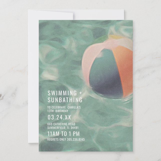 Invitación Natación y baño de sol (Anverso)