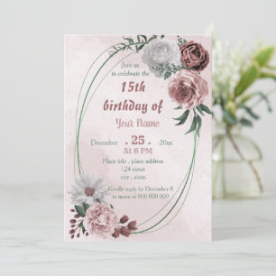 Invitación natalidad floral floral canela rosa