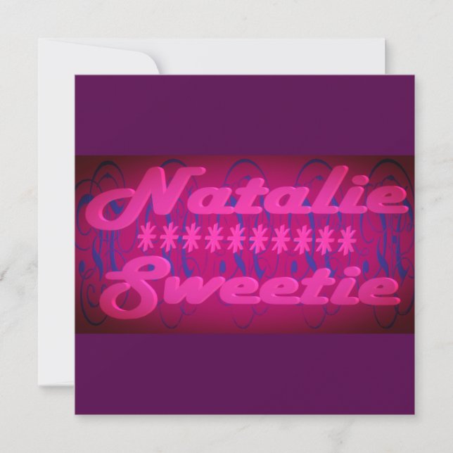 Invitación Natalie Sweetie diseño morado profundo (Anverso)