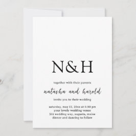 Invitación Natasha Monograma Boda moderno