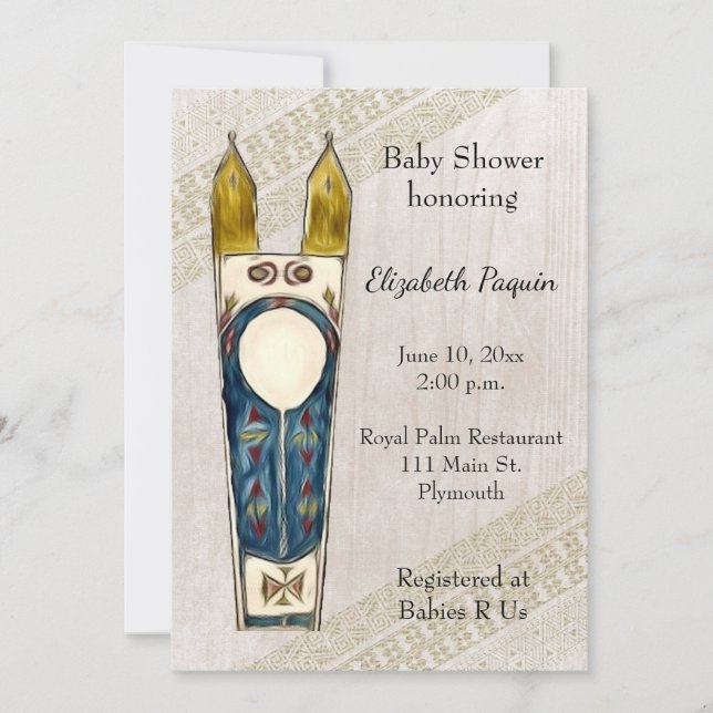 Invitación nativa estadounidense a Baby Shower (Anverso)