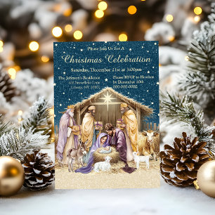Invitación Natividad de Navidad en acuarela