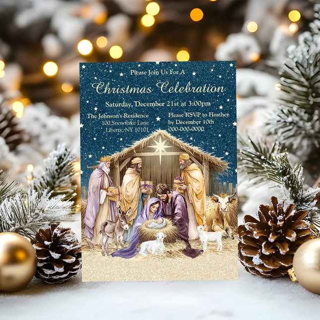 Invitación Natividad de Navidad en acuarela (Subido por el creador)