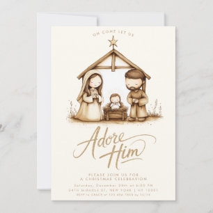 Invitación Natividad del Niño Jesús Pesebre Navidad Religiosa