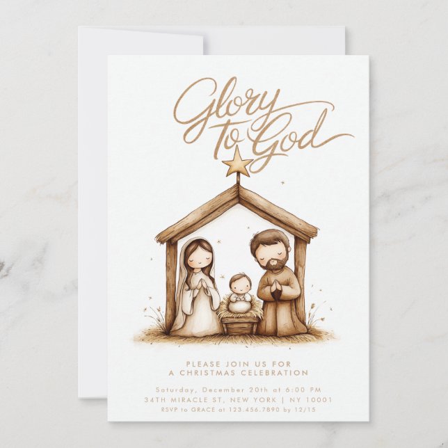 Invitación Natividad Manger Niño Jesús Navidades religiosos (Anverso)