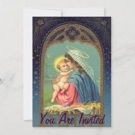 Invitación Natividad, María sujetando al niño Jesús