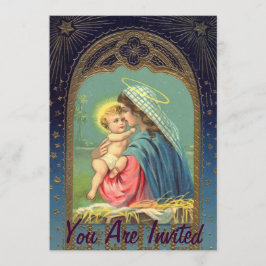 Invitación Natividad, María sujetando al niño Jesús