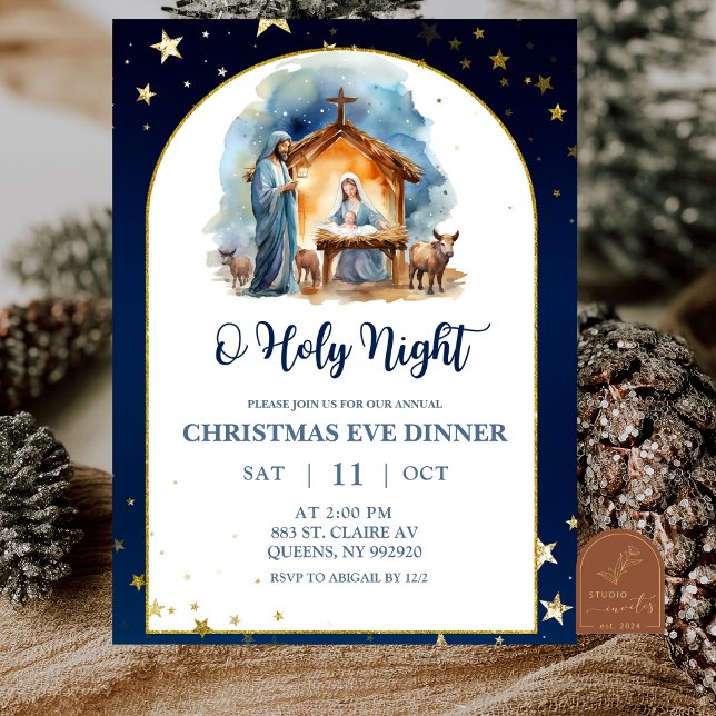 Invitación Nativity O holy night christmas eve dinner (Subido por el creador)