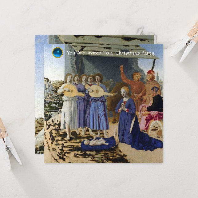 Invitación NATIVITY OF JESUS, ANGELS by PIERO DELLA FRANCESCA (Anverso/Reverso In Situ)