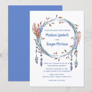 Invitación Nativo tribal y Boda de los azules norteamericanos