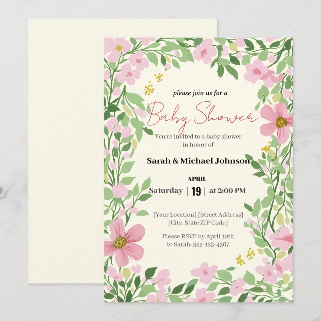 Invitación Natural Garden Baby Shower (Anverso / Reverso)