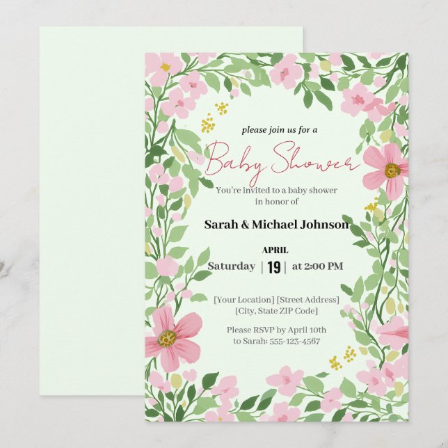 Invitación Natural Garden Baby Shower (Anverso / Reverso)