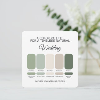 Invitación Natural Green Wedding Color Palette Card
