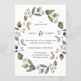 Invitación Naturaleza acuarela Eucalyptus deja Boda de marco