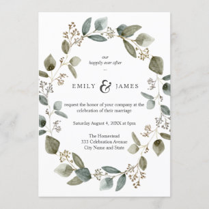 Invitación Naturaleza acuarela Eucalyptus deja Boda de marco