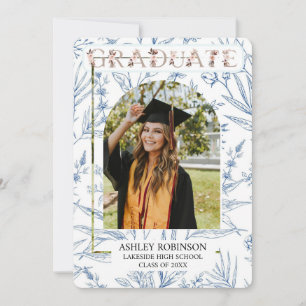 Invitación Naturaleza acuarela personalizada Graduación flora