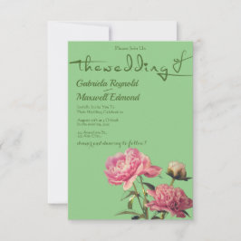 Invitación Naturaleza acuarela Verdor Peony Floral Boda