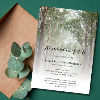 Invitación Naturaleza Árboles Celebración del funeral de la v