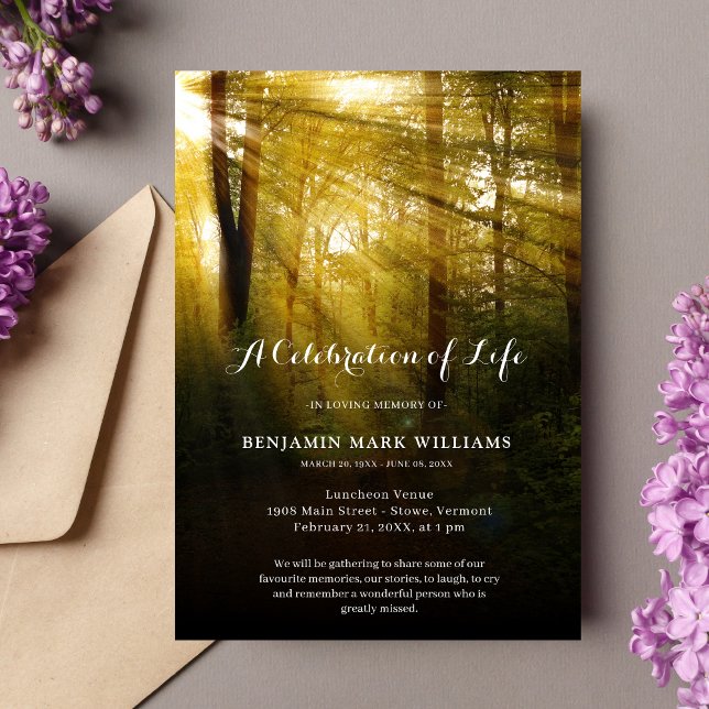 Invitación Naturaleza Árboles Mármol Celebración del funeral  (Subido por el creador)