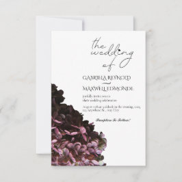 Invitación Naturaleza Boda de hidrangea blanca y negra