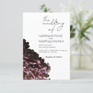 Invitación Naturaleza Boda de hidrangea blanca y negra