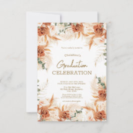 Invitación Naturaleza Brillante Terracota Foto Graduación Boh
