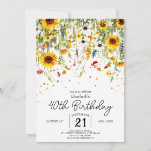 Invitación Naturaleza caprichosa Flores silvestres 40 cumplea