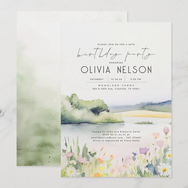 Invitación Naturaleza de verano y fiesta de cumpleaños de flo (Anverso / Reverso)