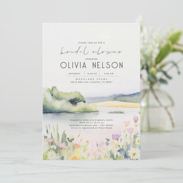 Invitación Naturaleza de verano y flores silvestres ducha de  (Anverso de pie)