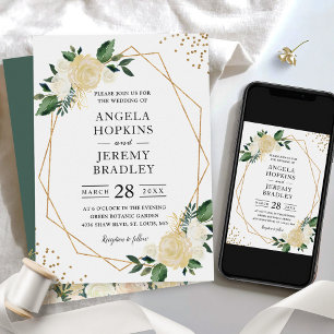 Invitación Naturaleza del marco geométrico moderno Boda flora