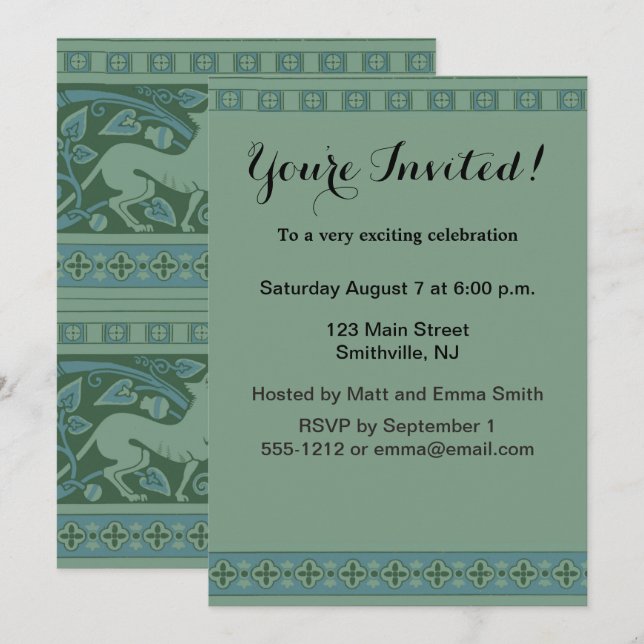 Invitación Naturaleza del perro Art Decó Nouveau Patrón anima (Anverso / Reverso)